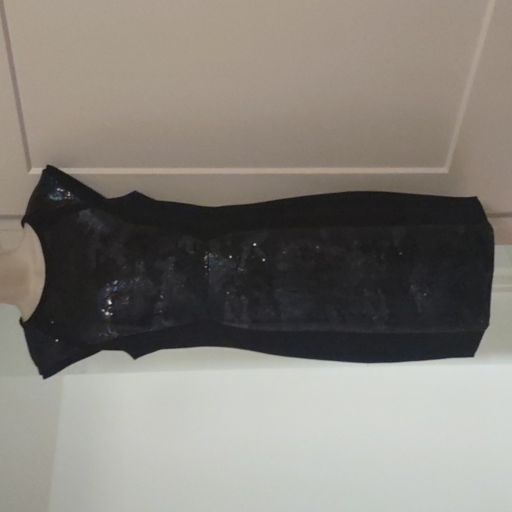 Ted Baker Black Dress with Sequin Body Shape Design - Fully Lined - Size 3